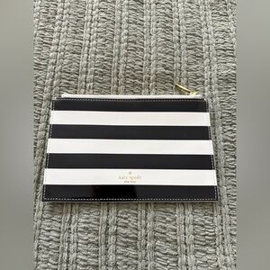 Kate Spade Monochrome Striped Zipper Pouch EUC